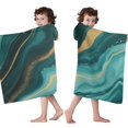 thumbnail image 4 of Teal Gold Marble Pattern Hooded Bath Towel，50"x30" for Ages 3 To 12 Kids, Quick Dry Lightweight Soft Microfiber Hood Beach Towel Cover Up for Kids, 4 of 7