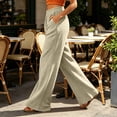 thumbnail image 4 of Vrorvz Womens Long Pants Elastic Waisted Straight Leg Pant Casual Loose Summer Trouser Stretch Trouser with Pocket, 4 of 5