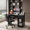 thumbnail image 2 of 41.5" Modern Computer Desk with Drawer and Keyboard Tray, PC Laptop Table Study Writing Workstation for Home Office，Black, 2 of 10