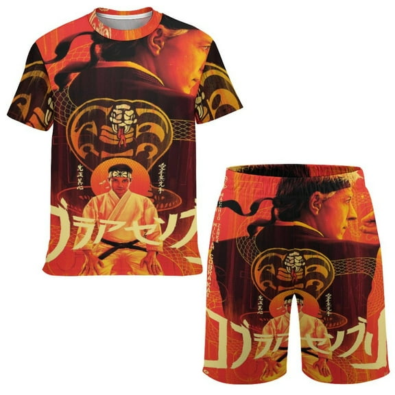 Cobra Kai Boys Girls Short Sleeve Mesh T-Shirt And Shorts Outfit Set Summer Clothes Set for Kids