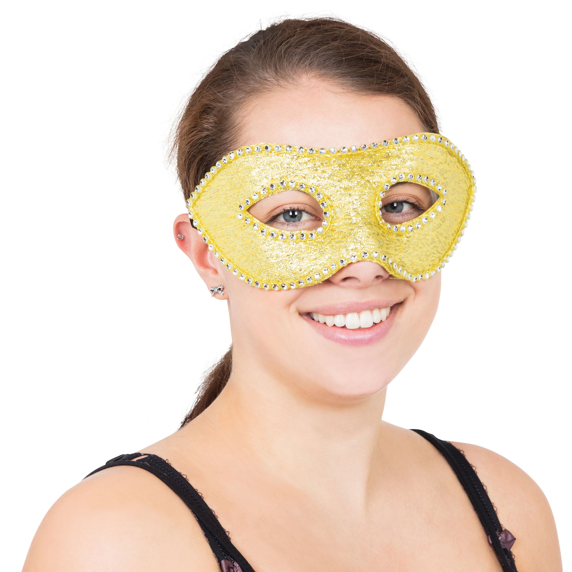 Gold Eyemask With Diamonds + Ribbon Tie Eye Masks