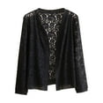 thumbnail image 3 of Womens Tops Women's Lightweight Solid Color Lace Open Front Casual Thin Cardigan Autumn Beach Cover Up Black, 3 of 3