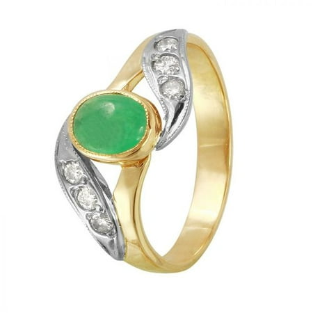 Foreli Ladies 0.96CTW Emerald 14K Two Tone Gold Ring