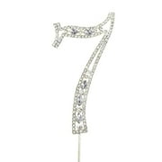 Metal Number Rhinestone Cake Topper, Silver, 3-3/4-Inch, Number 7