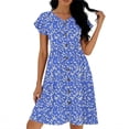 thumbnail image 4 of LNWUY Summer Dresses for Women 2026 Casual Loose Cap Sleeve Sundress Swing Button Down Floral Dress Beach Vacation Travel Outfit Purple M, 4 of 6