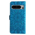 thumbnail image 3 of TECH CIRCLE Phone Case for Google Pixel 8 Pro,Google Pixel 8 Pro Wallet Case Sunflower Embossed PU Leather Flip Phone Cover Card Slots Magnetic Clasp Stand Kickstand Case with Hand Strap - Blue, 3 of 9