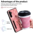 thumbnail image 3 of Allytech Galaxy A54 5G Case Wallet, RFID Blocking Multiple Cards Slots Ring Holder Stand Shockproof Protective Hand Wrist Wallet Case Cover for Samsung Galaxy A54 5G - Pink, 3 of 11
