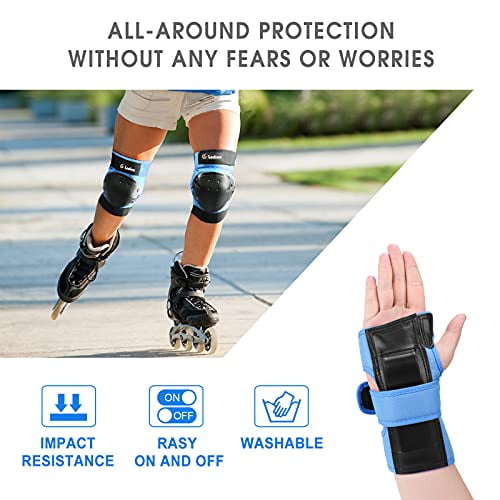 Ledivo Gear Set Adult//Youth//Child Knee Pads Elbow Pads Wrist Guards for Multi Sports Skateboarding Inline Roller Skating Cycling Biking BMX Bicycle Scooter Multi Sport Protection