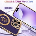 thumbnail image 4 of Compatible with iPhone 15 Pro Case [Support Compatible with Magsafe] Fairy Rose Pattern Magnetic Plating Electroplate Luxury Elegant Camera Protection Soft TPU Shockproof Back Cover -Purple, 4 of 12