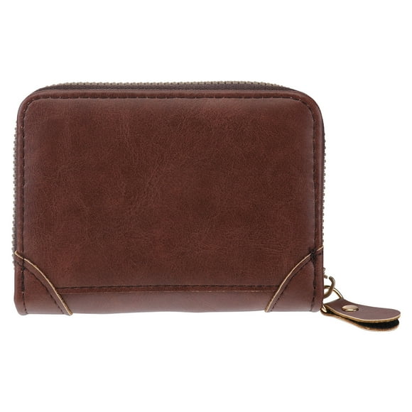 Phenofice 1Ud Cartera De Cuero Duradera Café Con Bolsillo Para Tarjetas Y Práctico