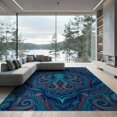 thumbnail image 2 of ODIKA 6'x9' Washable Area Rug Easy Care, Non-Shedding, Circle Tentacle Spiral Motif Symmetrical Maritime Theme Cover for Queen Size Bedroom Under Bed Master Suite, 2 of 7