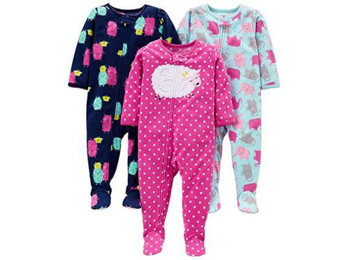 Simple Joys by Carters Baby-Boys 3-Pack Loose Fit Flame Resistant Fleece Footed Pajamas 