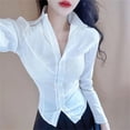 thumbnail image 4 of Japan Korean Jk Uniforms Pure Desire White Women Shirt Blouse Spring Autumn College Slim Fit Spicy Girl Long Sleeved Bottom Top, 4 of 5