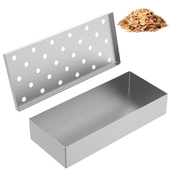 Wood Chip Smoker Box Stainless Steel BBQ Smoker Box Grill Smoker Box with Lid Enhance Grilling Flavors Grill and Smoker Accessories for Gas Grill Charcoal Grills