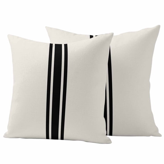 2 Pack Outdoor Waterproof Throw Pillows, Rural Farmhouse Black Stripe Decorative Square Pillow Case Patio Pillows for Chair Couch Sofa 16x16in