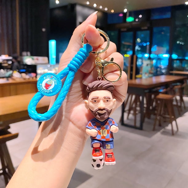 LLavero de Messi de figura de estrella de fútbol, llavero de muñeca linda de dibujos animados, adorno de bolso de pareja, llavero colgante de coche, accesorios de regalo, moda
