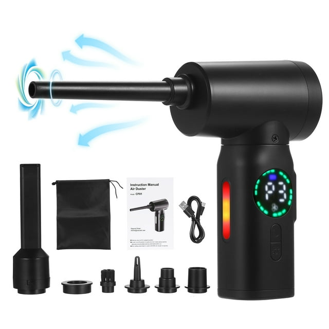 Compressed-Air-Duster--Cleaner With Digital Screen Brush Motor, 100W 7500mAh Electric Air Dusters Cleaner Electric Air Duster Replace Air Can, Computer Duster Car Cleaning Supplie