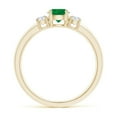 thumbnail image 2 of ANGARA Natural Classic Emerald and Diamond Three Stone Engagement Ring in 14K Yellow Gold for Women (Size-5mm) | May Birthstone, Birthday, Anniversary, Jewelry Gift for Women | Natural Emerald Ring, 2 of 10