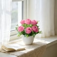 thumbnail image 6 of MMJ Artificial Rose Potted Plant Realistic Fake Flower with White Pot for Home Office Table Decor 7.1x5.1in, 6 of 6