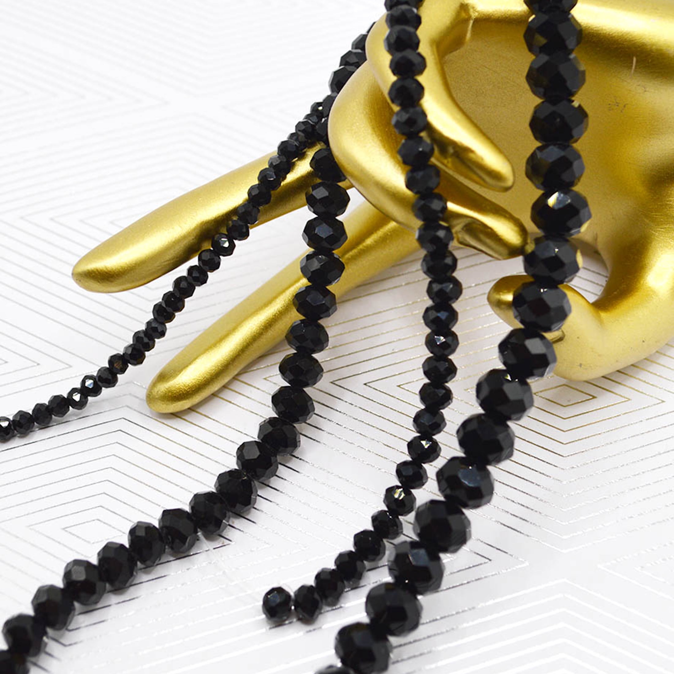 Jesse James Beads Black Glass Bead Strand – 4 Pieces, Ideal for Ages 16 and Up