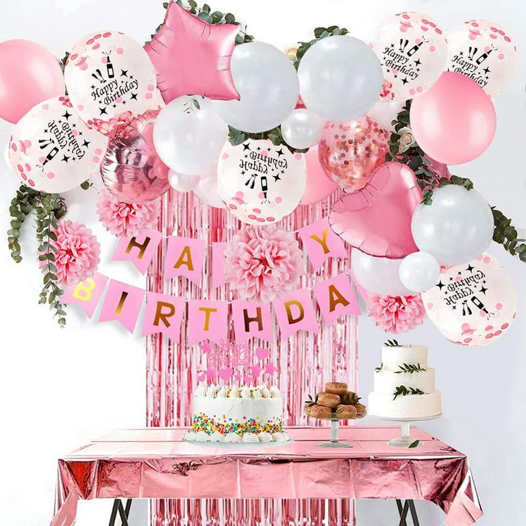 Birthday Party Decorations Confetti Balloons Kit Happy Birthday Photography  Backdrop Banner Tablecloths for Boys Girls Men Women Birthday Party
