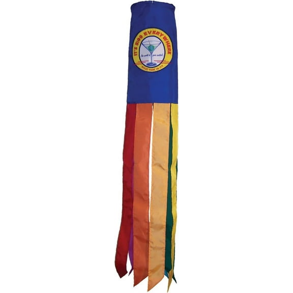 In the Breeze 4155 — Happy Hour Retro Windsock, 40-Inch — Fun Novelty Hanging Patio, Bar Decoration