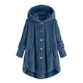 thumbnail image 2 of Ewisvgh Womens Plus Size Bed Jacket S-5Xl Bed Jackets Plus Size Fuzzy Fleece Coat Cozy Button Jacket Trendy Plush Top Polyester, Blue 3XL,Size S-5XL, 2 of 5