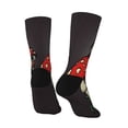 thumbnail image 3 of Goofa Red Mushrooms Printed Men's Crew Socks, Soft Durable Breathable Moisture-Wicking with Odor Control Cotton socks, 3 of 9