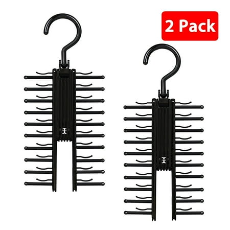 Wood Tie Hanger - 2-pack Adjustable Cross X Tie Rack Hanger Non-Slip Belt Compact Closet Holder Organizer