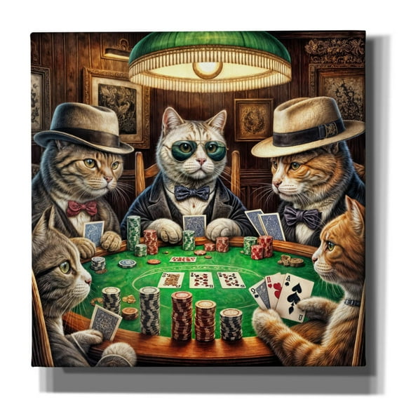 Epic Graffiti 'Cats Playing Poker' by Rey Klimt Canvas Wall Art, 37" x 37"