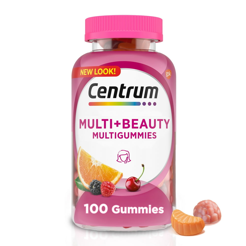 Centrum Multi Plus Beauty Women's Multivitamin Gummies, Fruit Flavors