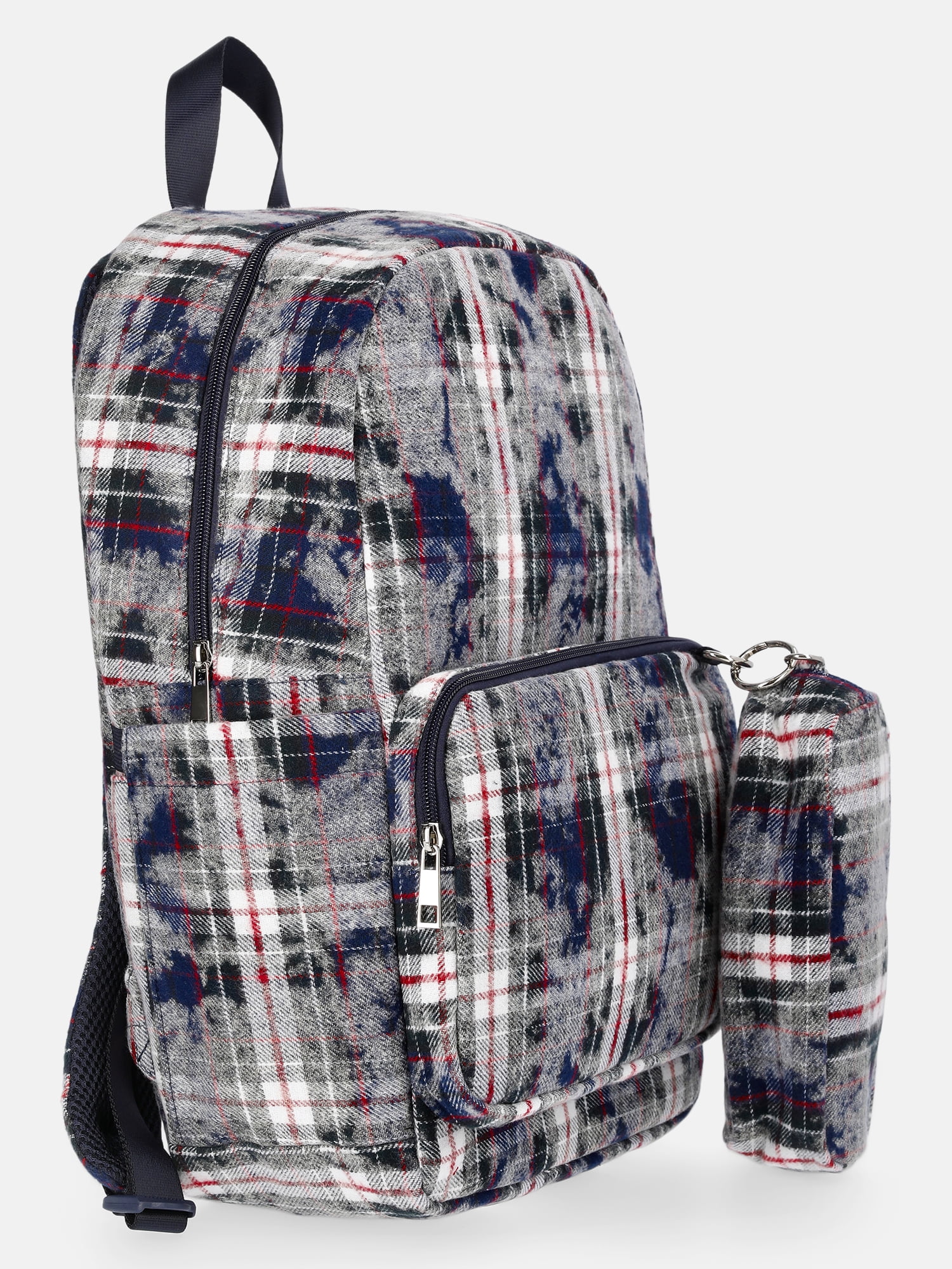 Weekend Academy Girl's Dome Backpack with Pouch, Navy Distressed Plaid