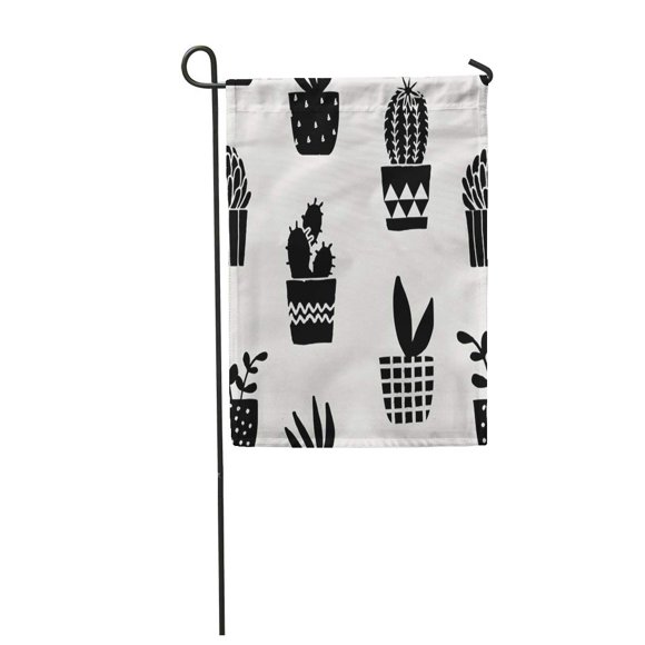 POGLIP Succulent Plant Pots in Black on Cream Cute and Modern Scandinavian Garden Flag Decorative Flag House Banner 12x18 inch