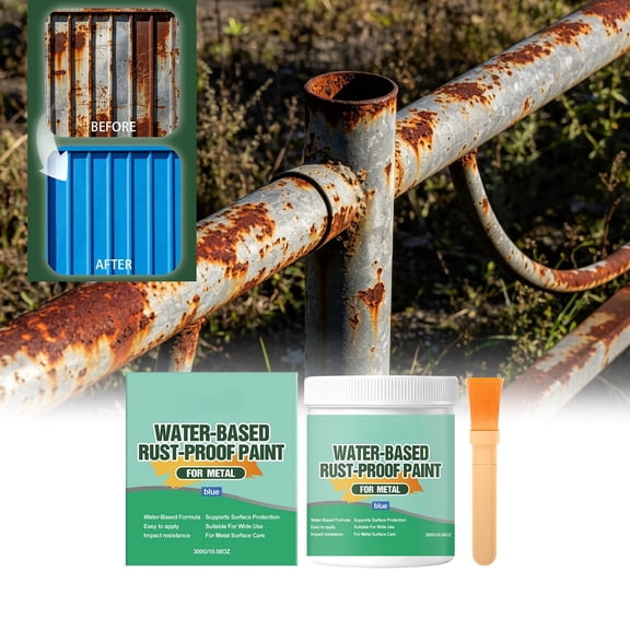 Metal Paint 300ml Water-Based Rustproof with Brush Fast Drying Strong Adhesion for Metal Furniture Railings and Doors