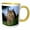 Yellow/White, variant on 3drose, Great Horned Owl, Bubo Virginianus, in Pine Tree, Colorado, 11oz Two-tone Yellow Mug
