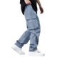 thumbnail image 4 of Ceisia Men's Solid Color Loose Cargo Pants with Multi Pockets & Drawstring Waist Light Blue L Gifts, 4 of 9