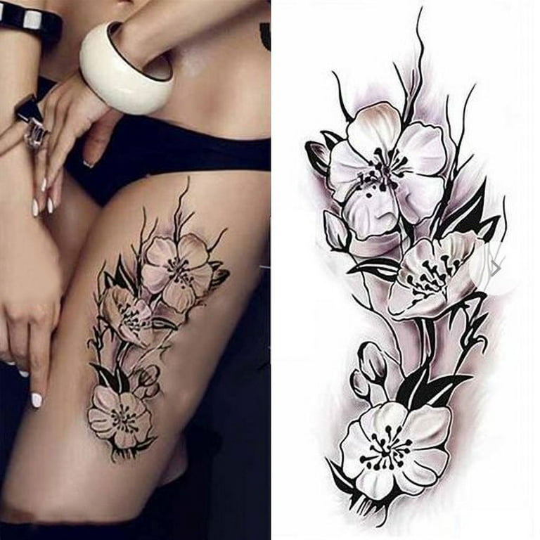 Herrnalise Flower Sleeve Tattoos Stickers, Full Arm Temporary