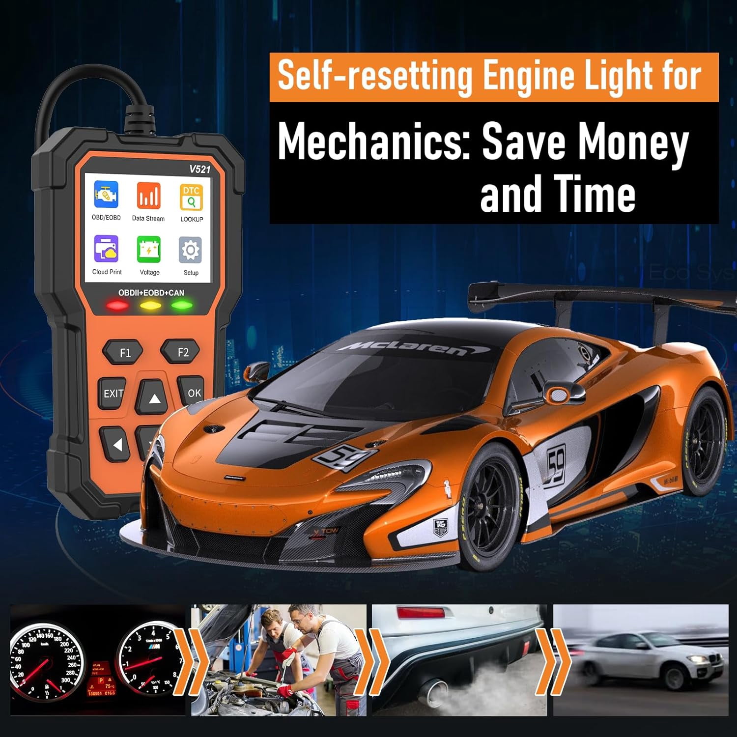 OBD2 Scanner Diagnostic Tool, Professional OBD2 Scanners Car Code Reader Check Engine Light with Reset OBDII/EOBD Car Scanner Diagnostic Tool for All Cars After 1996