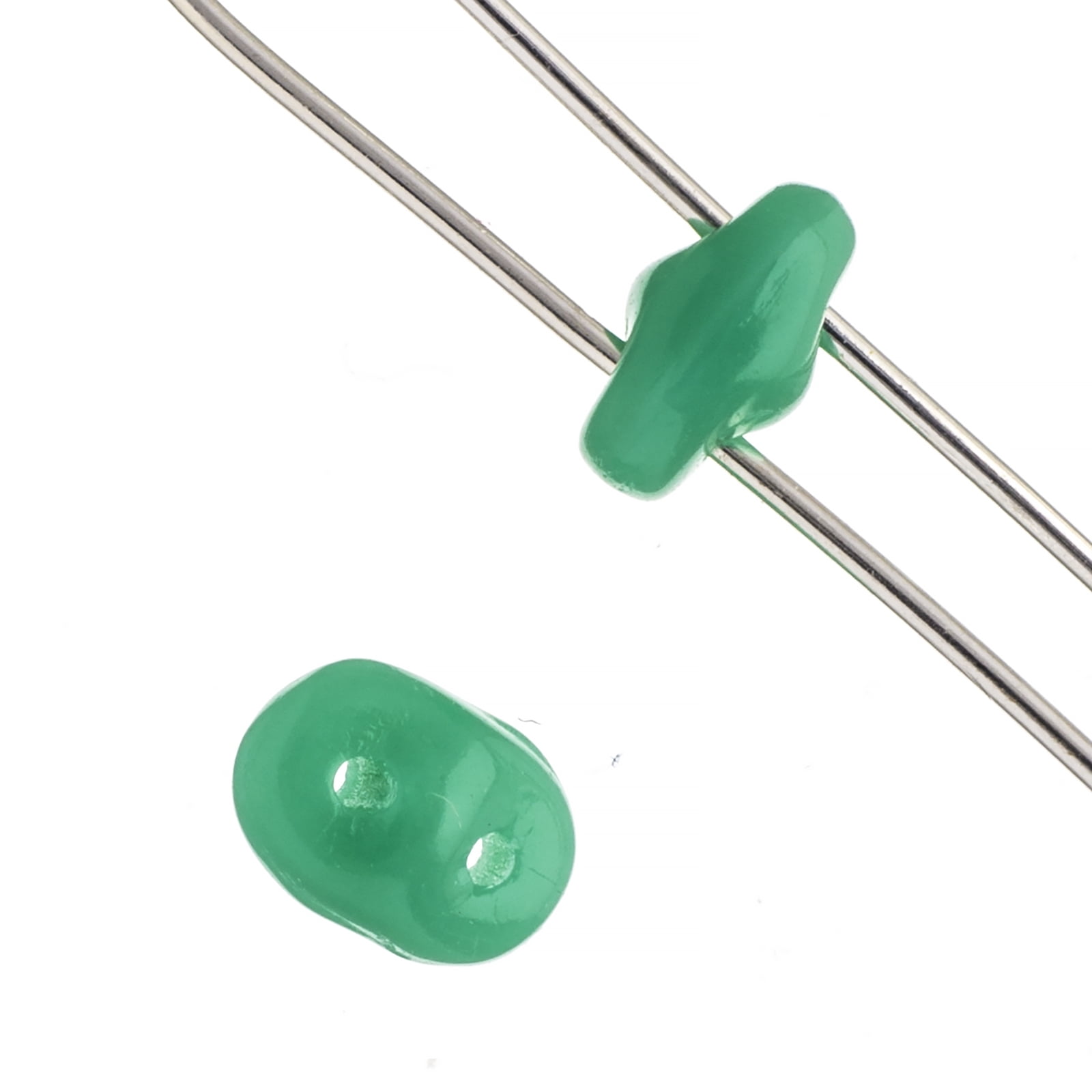 John Bead 100g Czech Glass Superduo 2-Hole Beads 2.5x5mm Turquoise Green