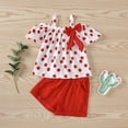 thumbnail image 2 of LUOGENLI Girls Summer Outfits Size 14-16 Plus 4th of July Toddler Girls Short Sleeve Fruit Prints Bow Tie Tops and Shorts Summer Outfits&Set Back to School Fourth of July Outfits for Girls Red 130, 2 of 8