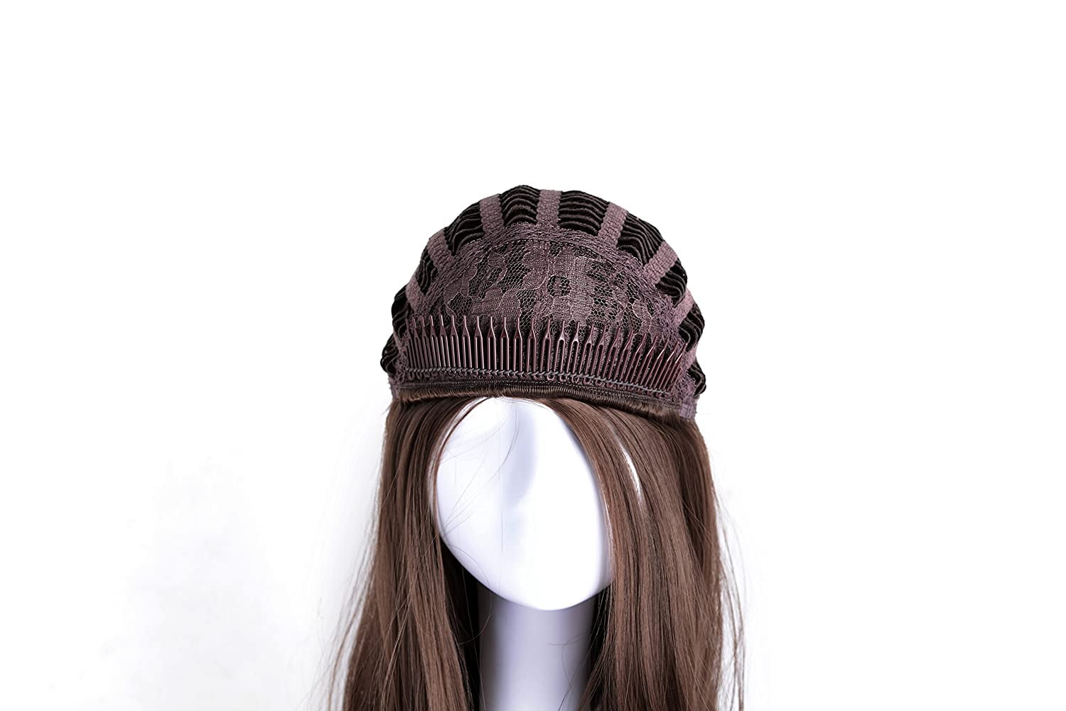 Onedor 23" Curly Hair Women Ladies 3/4 Half Wig Premium Japanese Synthetic Premium Japanese High-Temperature Fiber fibers Wigs with Secured Mesh Head Cap (Slightly Curl, R1)