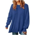 thumbnail image 2 of VEKDONE Womens Crewneck Sweatshirts Oversized Loose Fit Pullover Sweatshirt Drop Shoulder Sleeve Blouse Fall Fashion Long Tops, 2 of 4