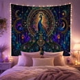 thumbnail image 2 of Jeweled Peacock Within Golden Celestial Filigree, Dramatic Fantasy for Bird Lovers, Royal Home Decor, Housewarming Gift, Tapestry Wall Hanging for Living Room and Bedroom, 2 of 7