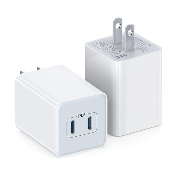 TAOHAI 2 Pack 40W Double USB Wall Charger, USB C Fast Charger, Durable Compact Power Adapter for iPhone 13/14/15/16 Pro Max, iPad, AirPods Pro, Samsung Galaxy