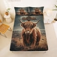 thumbnail image 5 of jejeloiu Rustic Highland Cow Full Size Sheets Kids,Western Print Bed Sheets,4 Pieces, 5 of 6