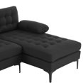 thumbnail image 6 of U-Shaped Sectional Sofa, Linen Upholstered Modular Sofa with Soft-Covered Armrest and Backrest, Modern Accent Sofa with Metal Legs and Padded Seat, Soft Sofa Couch for Living Room Apartment, Black, 6 of 8
