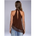 thumbnail image 5 of Carlikeit Women Halter Neck Lace Tank Top Sleeveless Asymmetrical Hem Summer Top Elegant Solid Color Going Out Shirt for Casual Party Beach Wear, 5 of 7