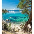 thumbnail image 3 of Ambesonne Romantic Duvet Cover Set, Tahoe Snowy Mountain, Queen, Pale Blue Green Eggshell, 3 of 3