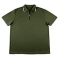 thumbnail image 3 of Daiosportswear Men'S Zip Polo Shirts Short Sleeve Lightweight Top Textured Summer Slim Fit Beach Golf Polo Shirts Army Green XL(XL), 3 of 9