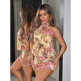 thumbnail image 4 of Multicolor X GloRilla High Neck Backless Ruffle Mini Bodycon Dress Club, 4 of 5